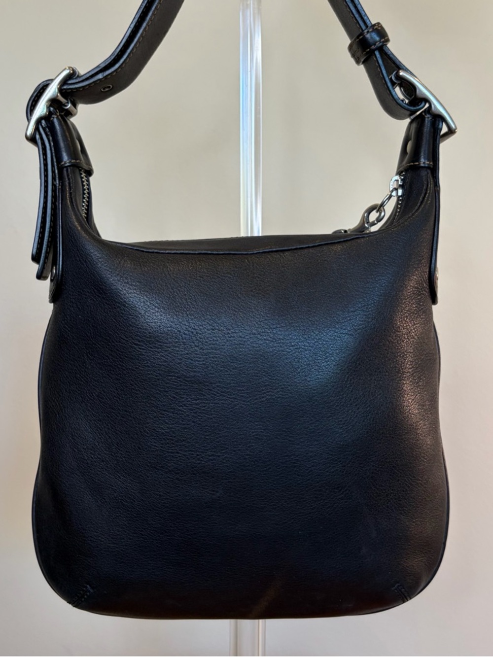 Vintage COACH Metro Hippie Bag Black Leather Slim Hobo Crossbody 6676 EUC - Picture 10 of 17